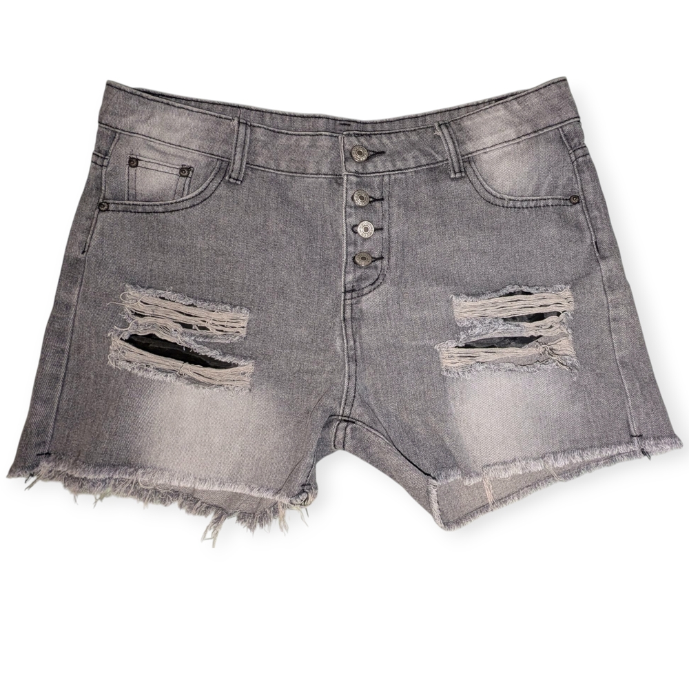 Stylish Gray Distressed Women Shorts